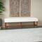 59" Cream Fabric Bench with Brown Traditional Wood Turned Legs